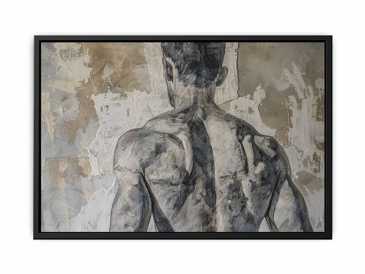 Moody neutral figurative wall art for modern bedroom or loft decor.