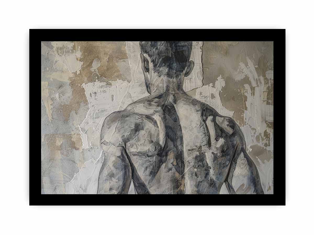 Moody neutral figurative wall art for modern bedroom or loft decor.