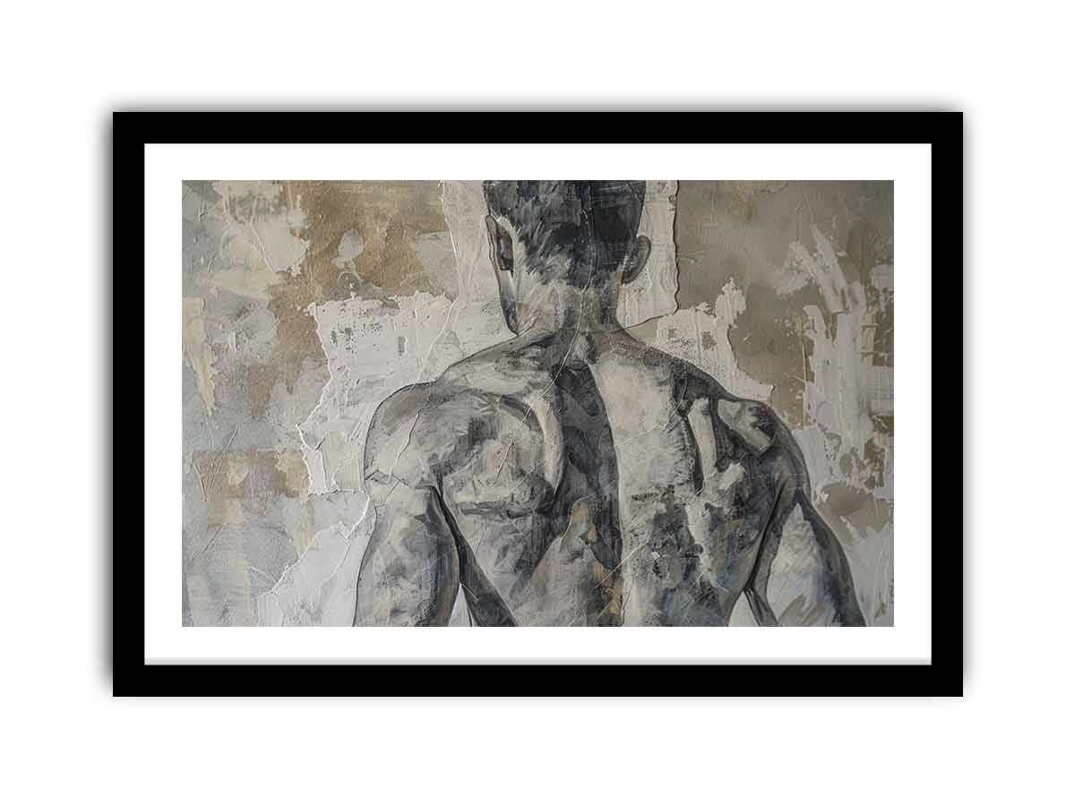 Moody neutral figurative wall art for modern bedroom or loft decor.