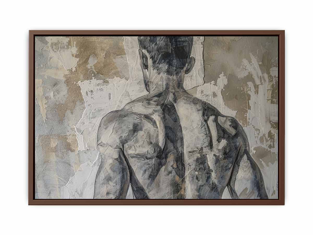 Moody neutral figurative wall art for modern bedroom or loft decor.