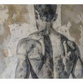 Moody neutral figurative wall art for modern bedroom or loft decor.