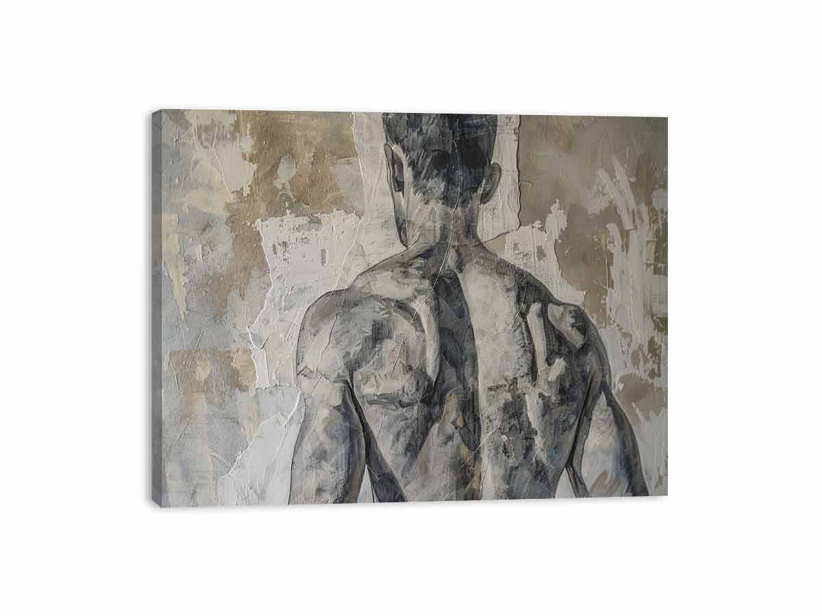 Moody neutral figurative wall art for modern bedroom or loft decor.