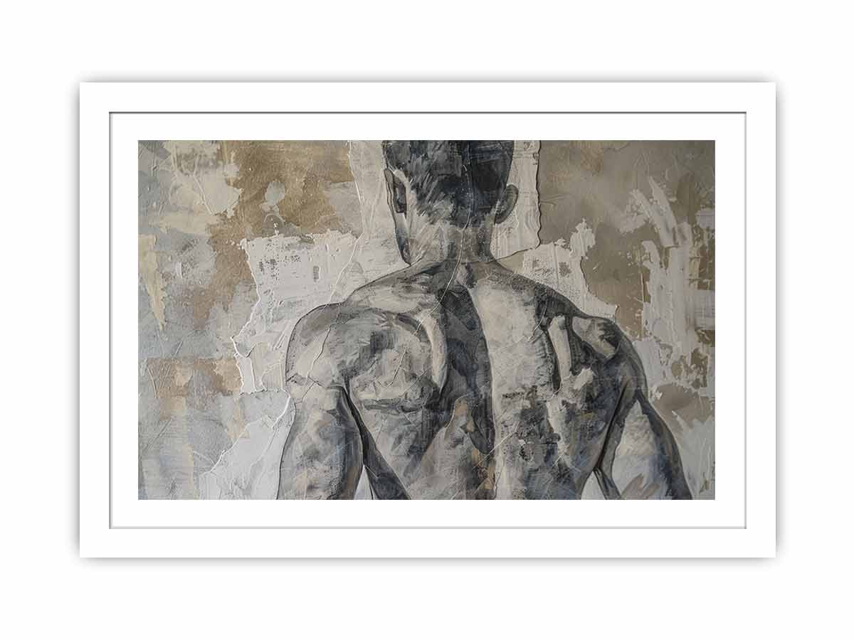Moody neutral figurative wall art for modern bedroom or loft decor.