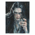 Dark fantasy portrait canvas art with glass for moody bedroom decor.