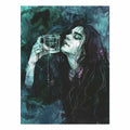 Gothic teal woman portrait canvas art for moody bedroom decor.
