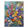 Colorful wildflower canvas art with expressive botanicals for bedroom decor.