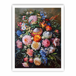 Luxury floral still life canvas print with protea flowers for elegant decor.