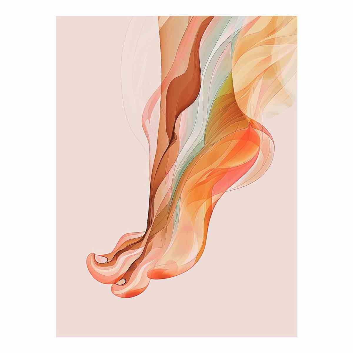 Vertical amber abstract figure canvas art for warm modern bedroom decor.