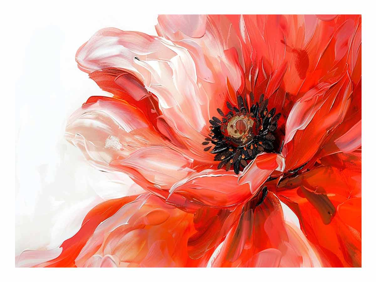 Large red poppy floral canvas art for bold modern bedroom decor.