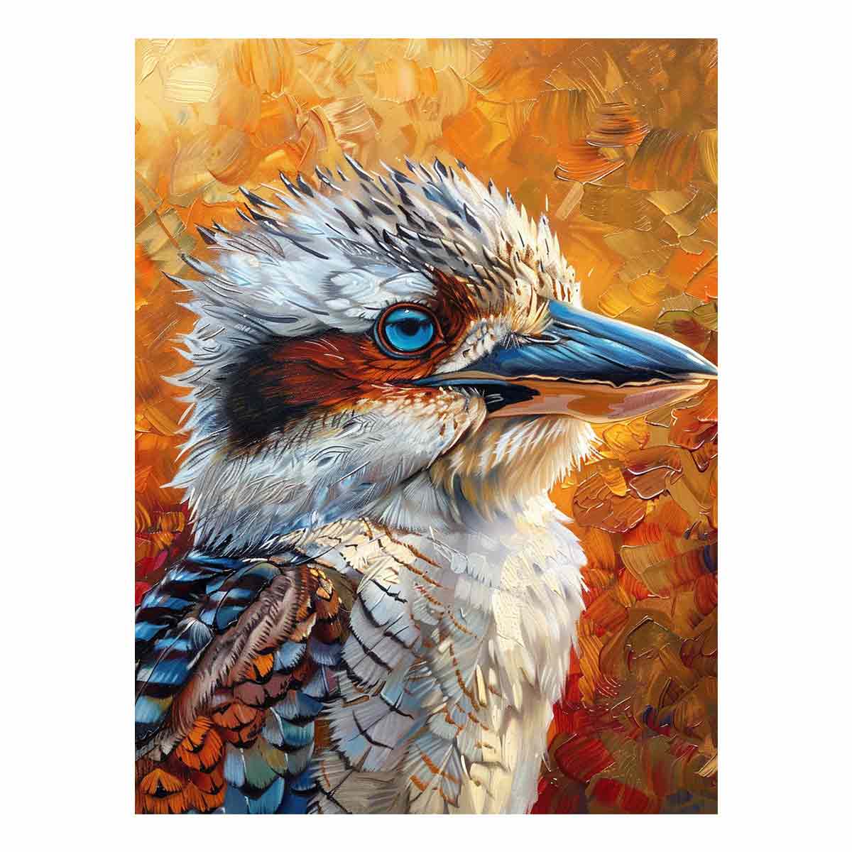 Colorful kookaburra bird canvas art for modern living room decor.