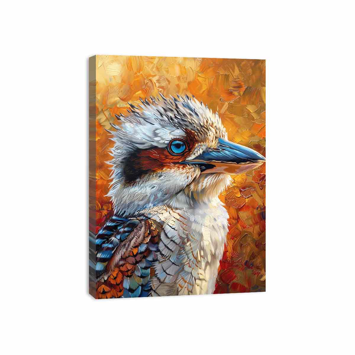 Colorful kookaburra bird canvas art for modern living room decor.
