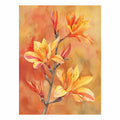 Orange lily botanical canvas art for warm bedroom decor.