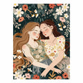 Boho floral women canvas art for soft bedroom decor.