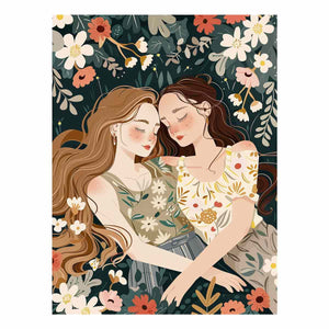 Boho floral women canvas art for soft bedroom decor.