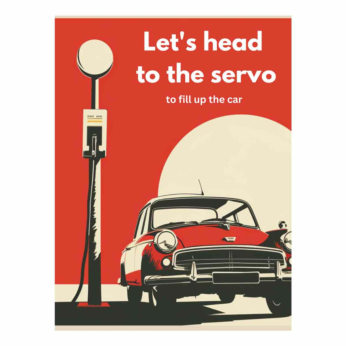 Retro gas pump car poster canvas print for mancave decor.