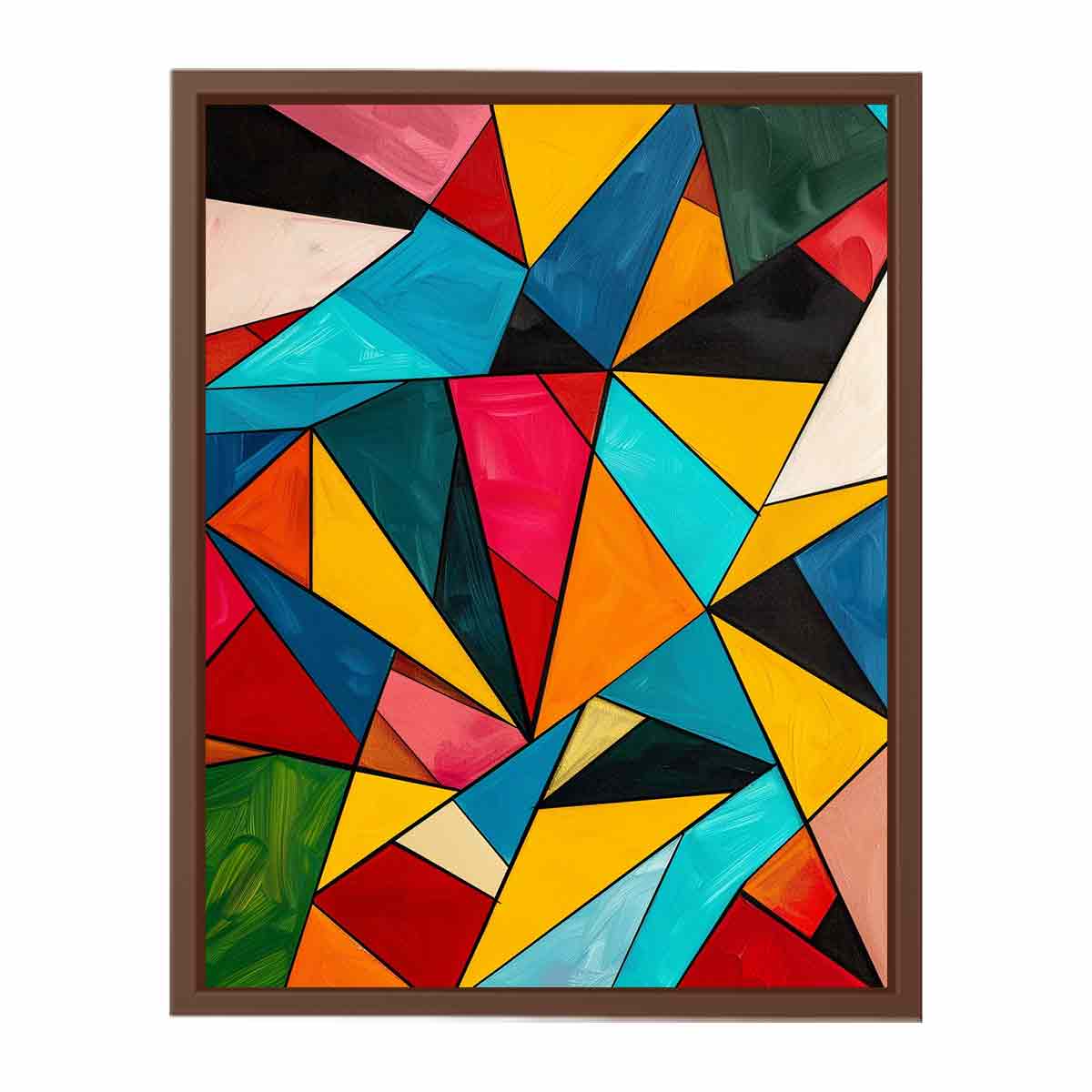 Bold colorful geometric prism canvas art for modern living room wall decor.