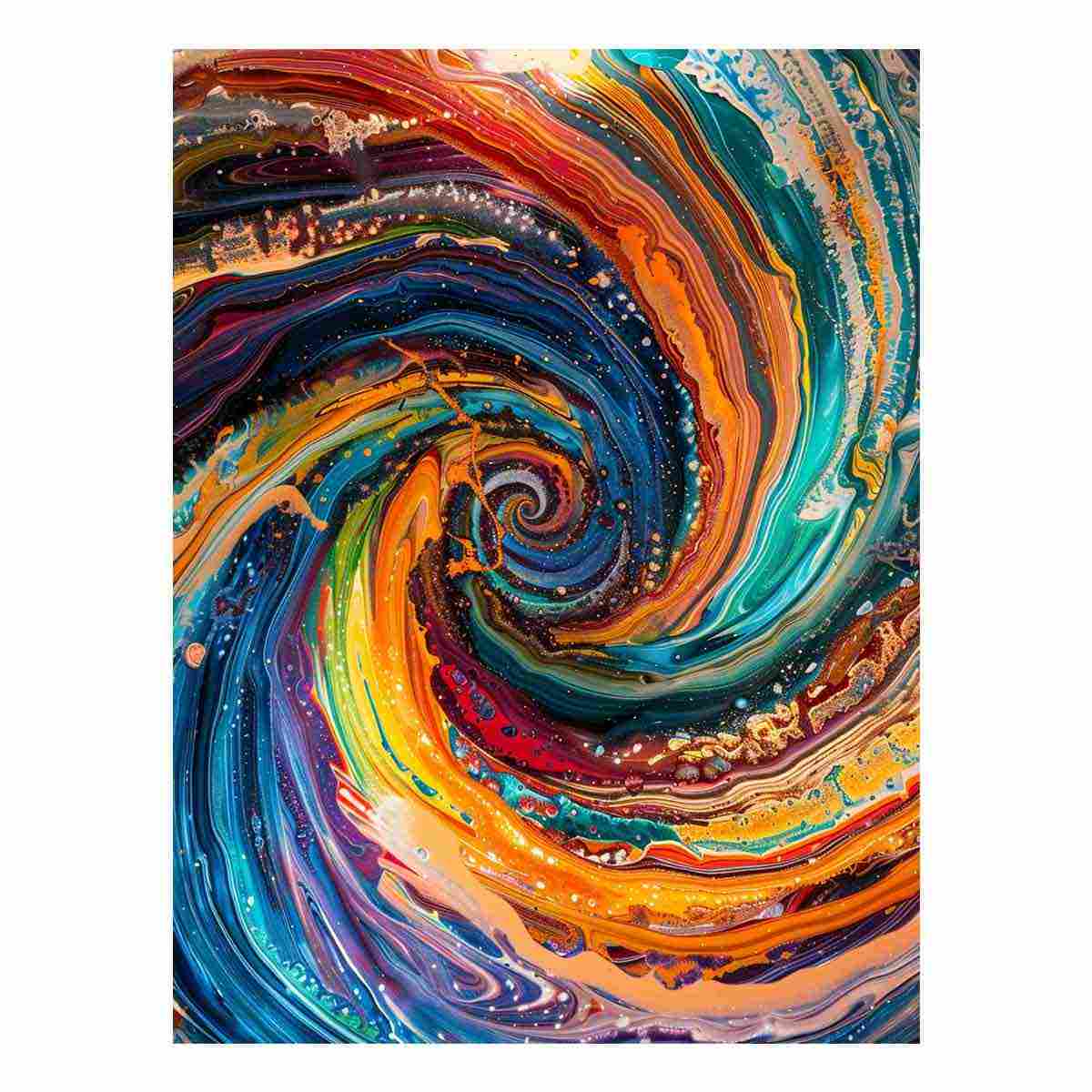 Vibrant abstract spiral canvas art with teal and orange for modern office decor.