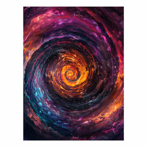 Dark cosmic vortex canvas art with orange glow for moody bedroom decor.
