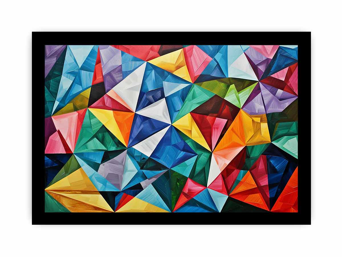 Vibrant prism geometric canvas art for modern living room, office, or creative wall decor.