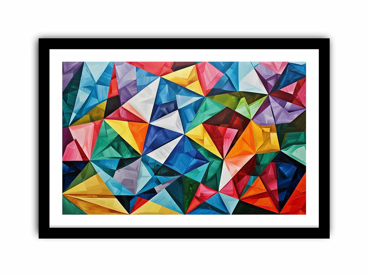Vibrant prism geometric canvas art for modern living room, office, or creative wall decor.