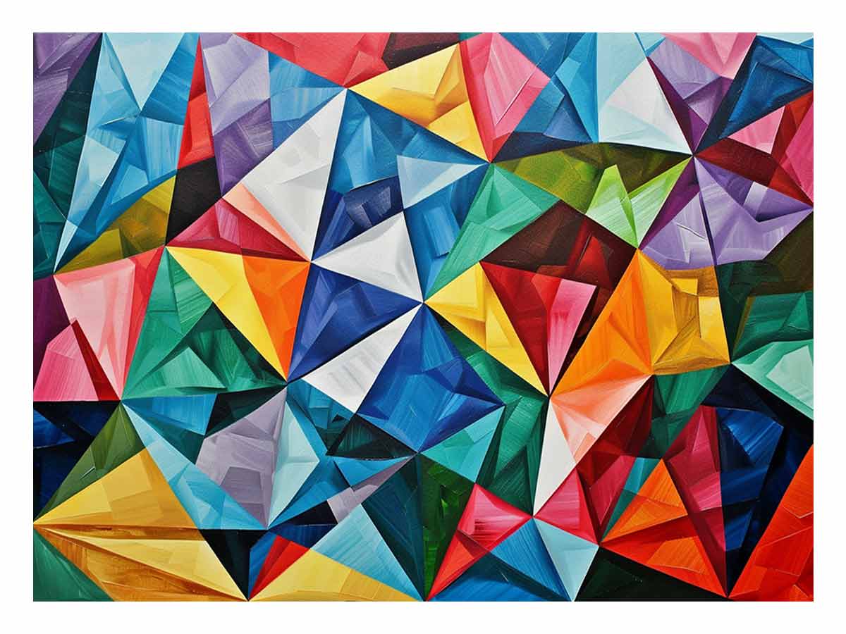 Vibrant prism geometric canvas art for modern living room, office, or creative wall decor.