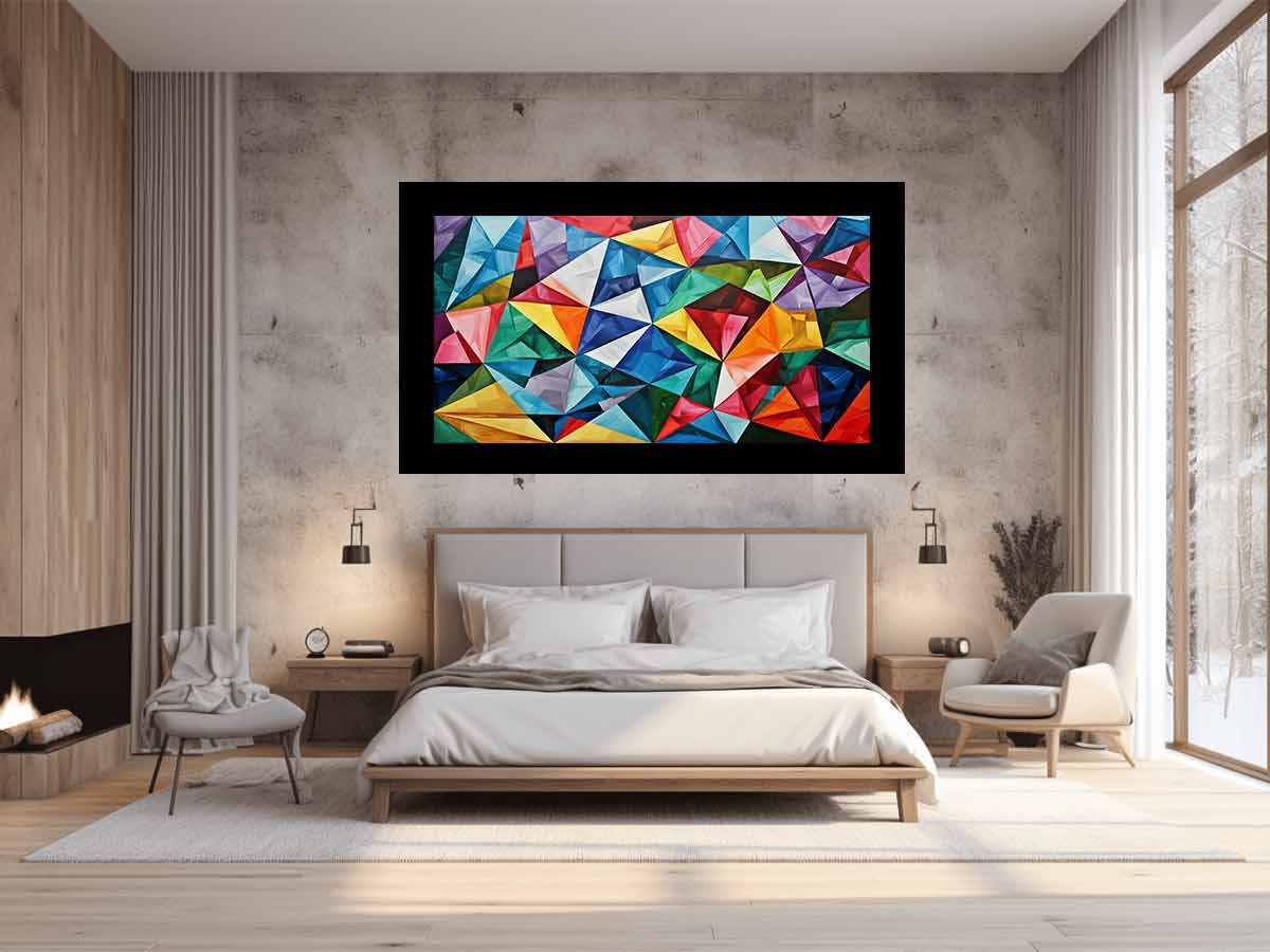 Vibrant prism geometric canvas art for modern living room, office, or creative wall decor.