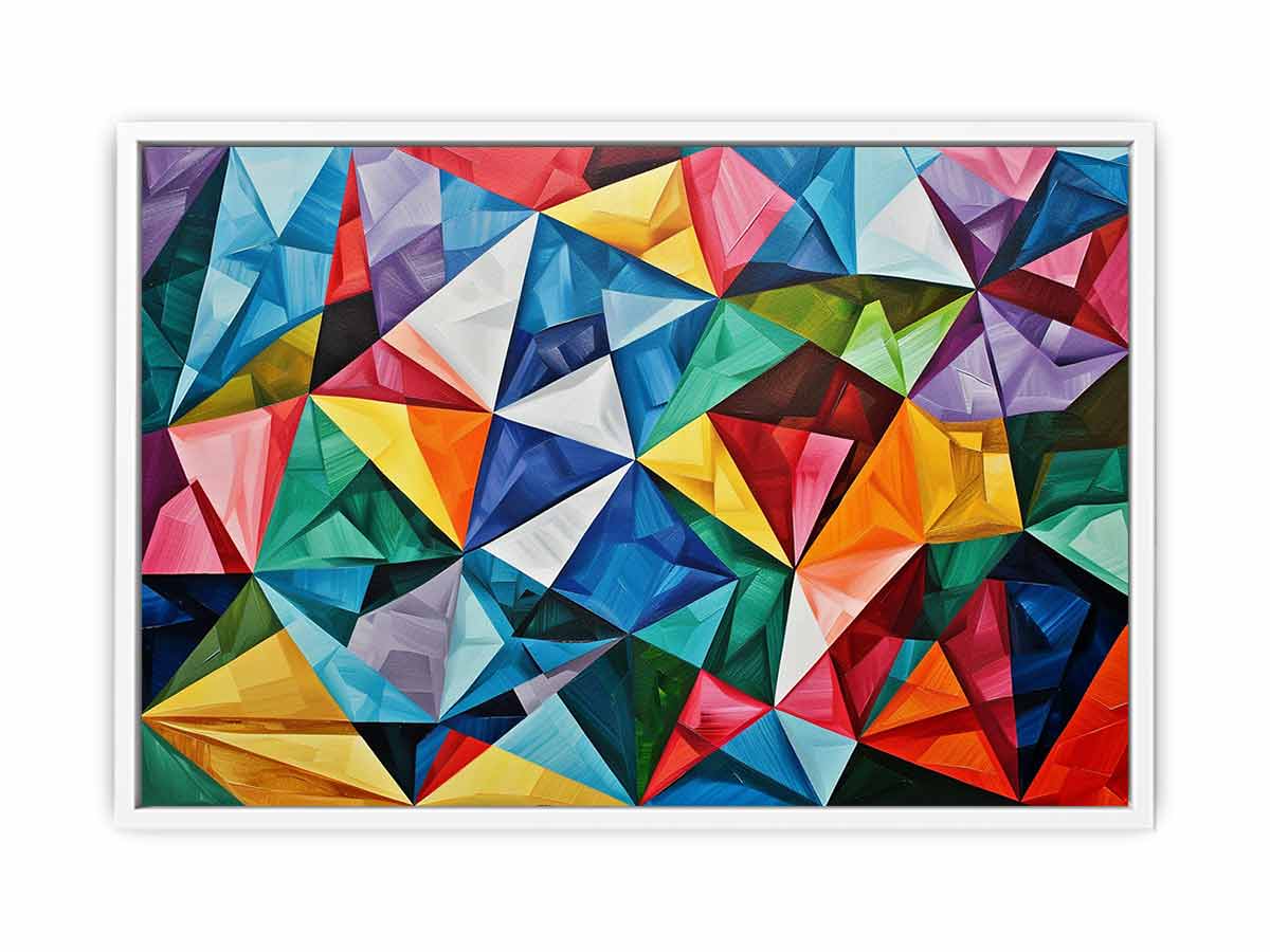 Vibrant prism geometric canvas art for modern living room, office, or creative wall decor.