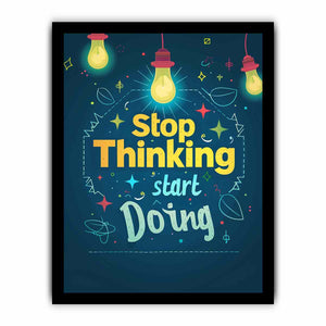 Motivational typography canvas art with light bulbs for home office or study room decor.
