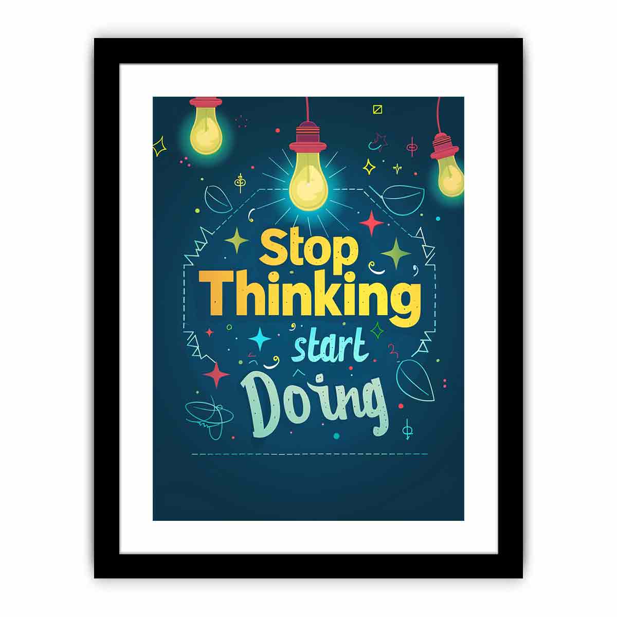 Motivational typography canvas art with light bulbs for home office or study room decor.