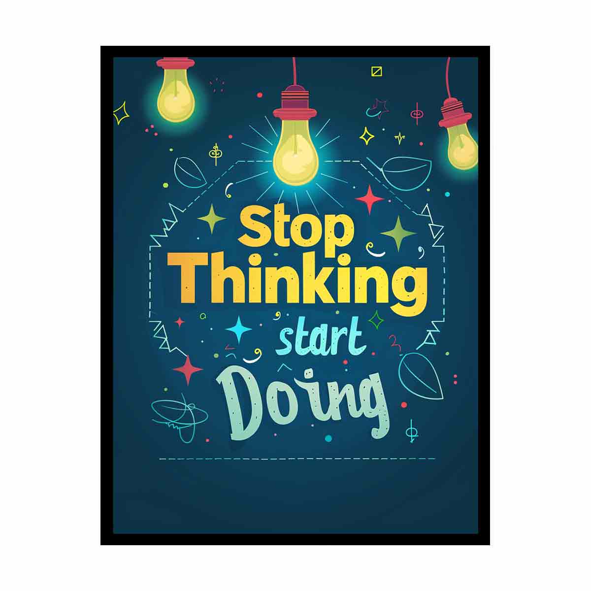 Motivational typography canvas art with light bulbs for home office or study room decor.