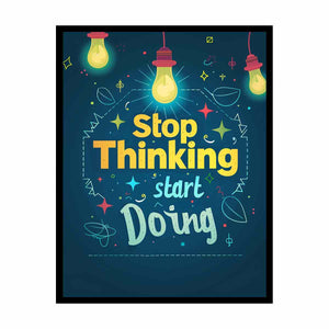 Motivational typography canvas art with light bulbs for home office or study room decor.