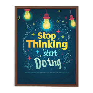 Motivational typography canvas art with light bulbs for home office or study room decor.