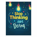 Motivational typography canvas art with light bulbs for home office or study room decor.