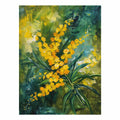 Golden wattle floral canvas art for modern living room decor.