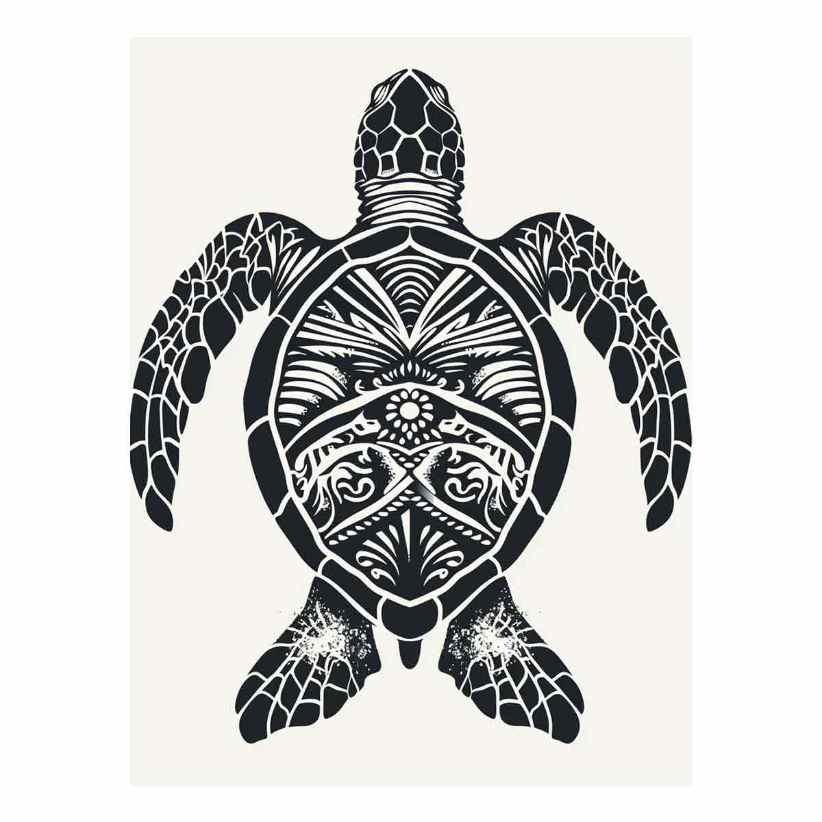Tribal sea turtle canvas art for coastal bedroom wall decor.