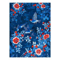 Blue floral bird canvas art for elegant bedroom wall decor.