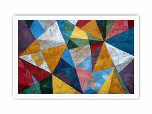 Colorful geometric abstract canvas art for modern living room decor.