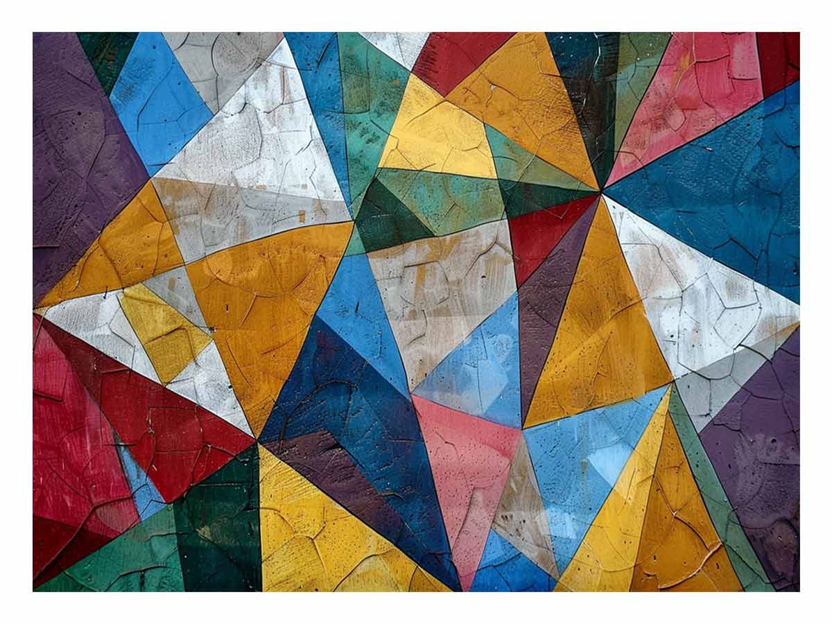 Colorful geometric abstract canvas art for modern living room decor.