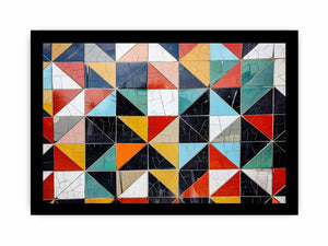 Geometric tile abstract canvas art for modern office wall decor.