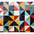 Geometric tile abstract canvas art for modern office wall decor.