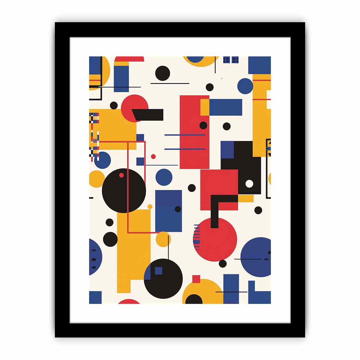 Bauhaus geometric abstract canvas art for modern office decor.