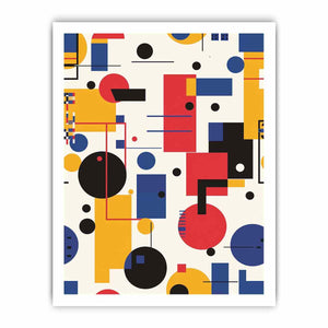Bauhaus geometric abstract canvas art for modern office decor.