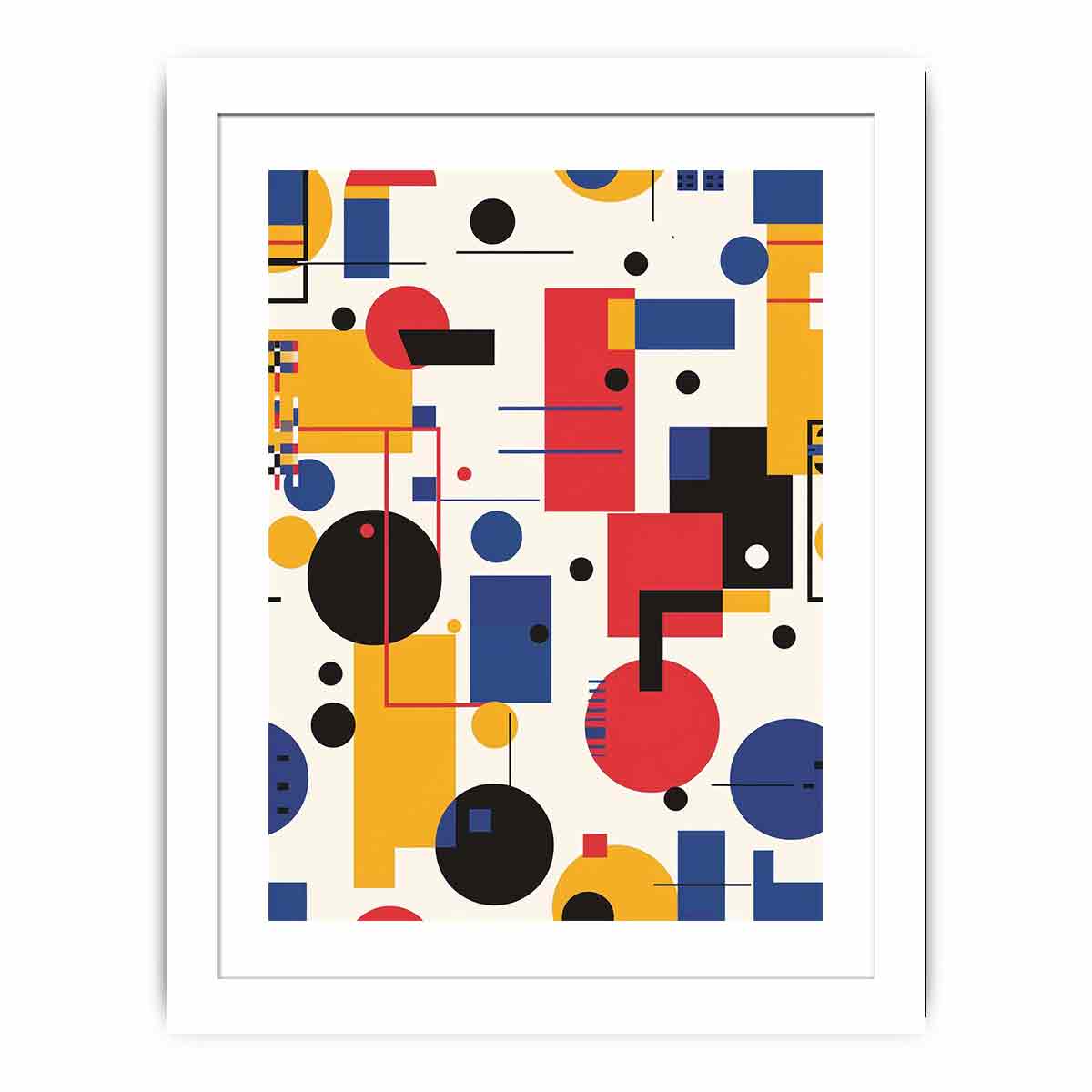 Bauhaus geometric abstract canvas art for modern office decor.