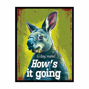 Funny kangaroo typography canvas art for playful office wall decor.