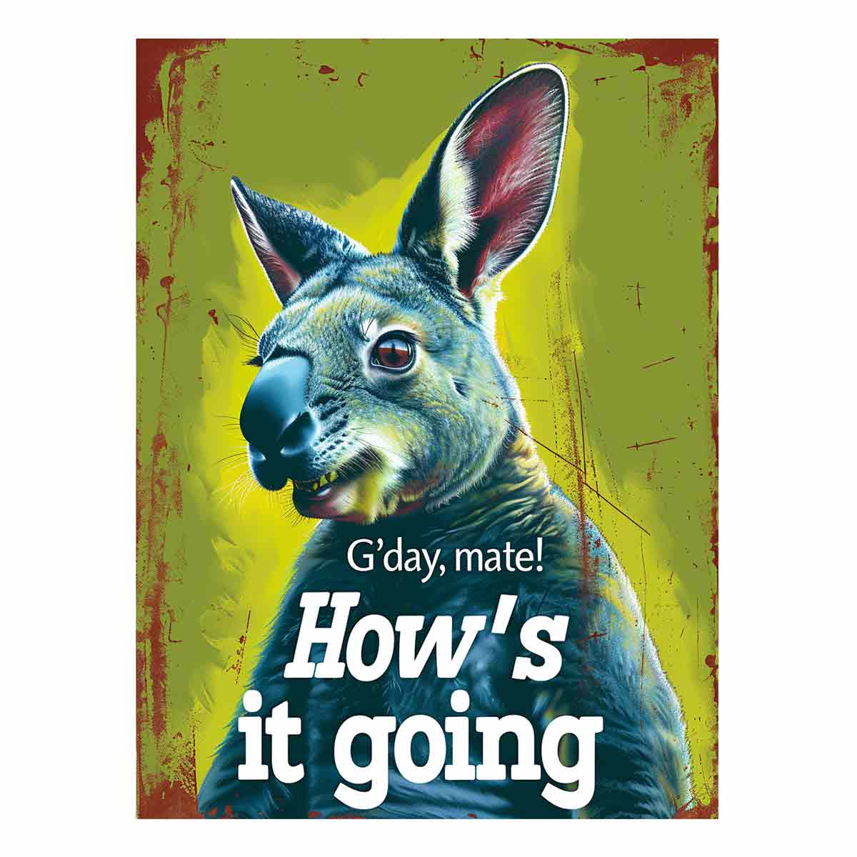 Funny kangaroo typography canvas art for playful office wall decor.