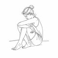 Minimal black and white woman line art for calm modern bedroom wall decor.