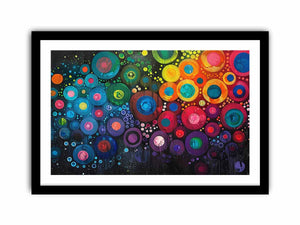 Colorful abstract circle canvas art for modern living room and office decor.