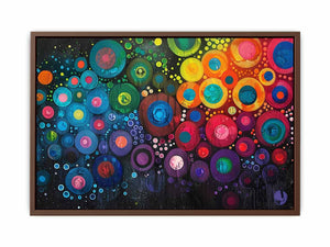 Colorful abstract circle canvas art for modern living room and office decor.
