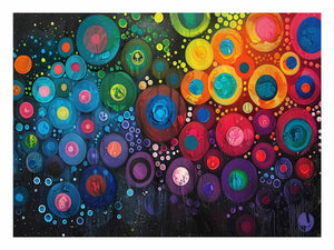 Colorful abstract circle canvas art for modern living room and office decor.
