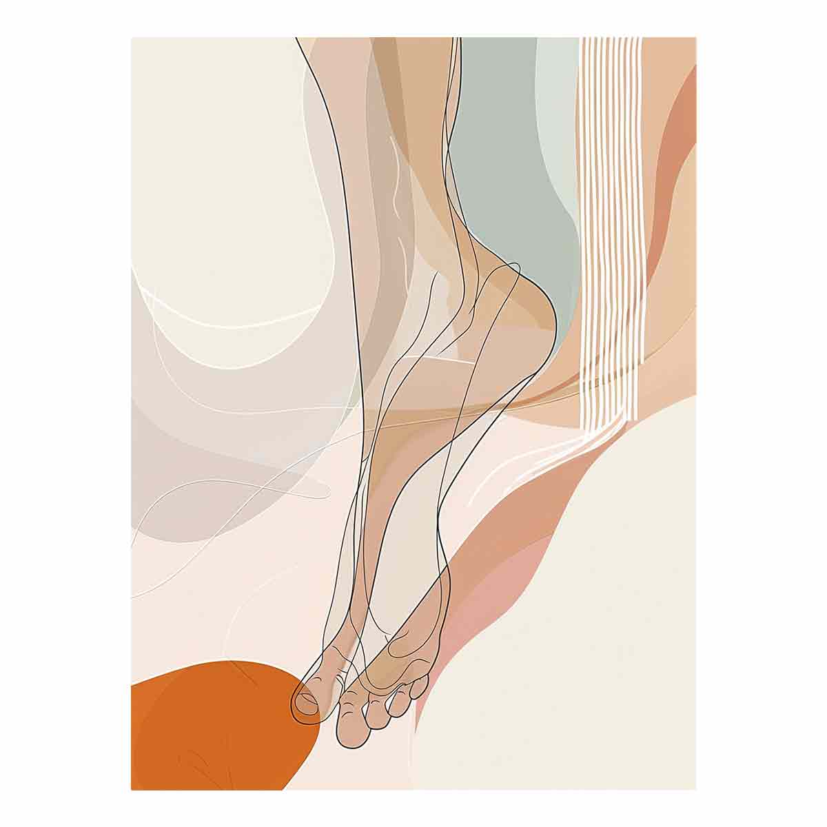 Soft neutral figurative line art canvas for modern bedroom and bathroom decor.